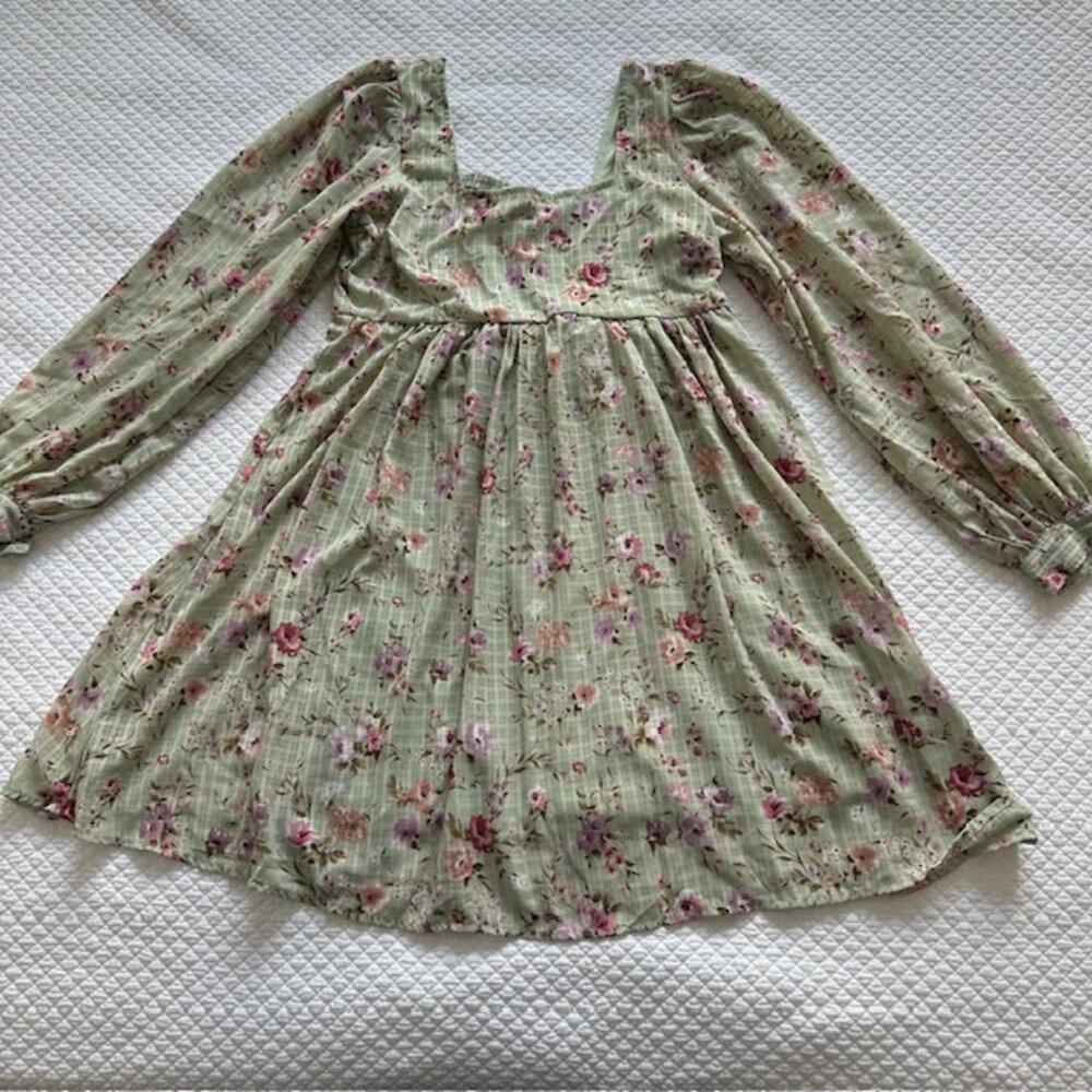 Blu Pepper Women's Long Sleeve Peasant Dress Sz S